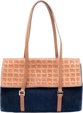 Burberry Pre-owned Shoulder Bags, female, Blue, Size: ONE SIZE Pre-owned Vintage Denim & Leather Shoulder Bag
