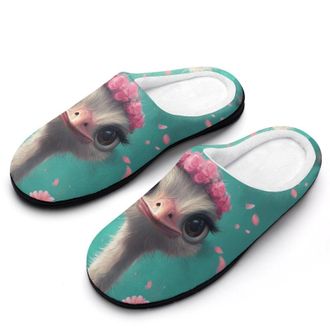 Generic Cute Ostrich Womens Slippers Warm House Slippers Indoor House Shoes with Anti-Skid Rubber Sole