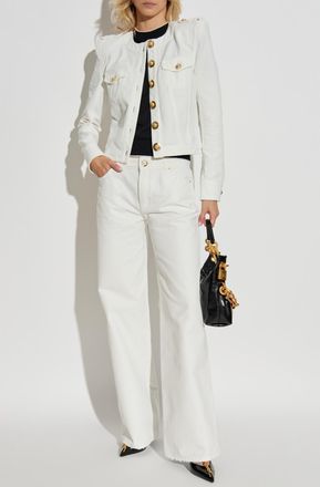 Balmain Top With Embroidered Logo, Womens, Black