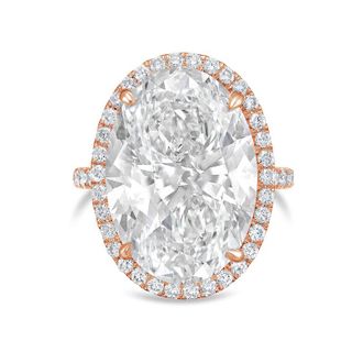 Diana M. Jewels 18kt rose gold 10ct lab grown Oval Diamond Halo Pav&eacute; Ring