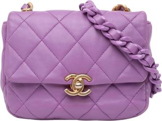 Chanel Pre-owned Mini Quilted Lambskin Candy Chain Flap - Dames - Vintage Schoudertas - Paars - ONE Size - Leer - Vintage