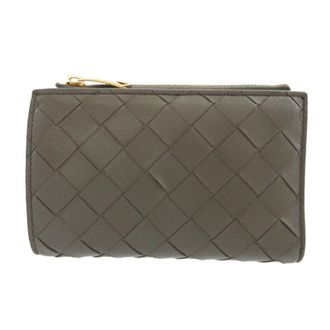 Bottega Veneta Khaki Light Blue Leather Wallet (Bi-Fold) (Pre-Owned)