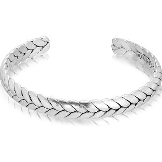 Mr.Ettika Mens Braided Cuff Bracelet in Silver at Nordstrom