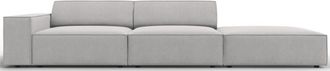 BLOOMINGLOFT 3-Sitzer Designsofa Jodie mit Ottomane rechts - Strukturstoff
