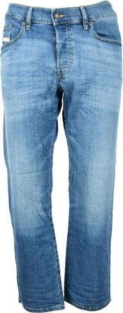 Diesel Blauwe Straight-Leg Denim Jeans - Heren - Regular Fit Jeans - Blauw - W31 - Denim - Jeans