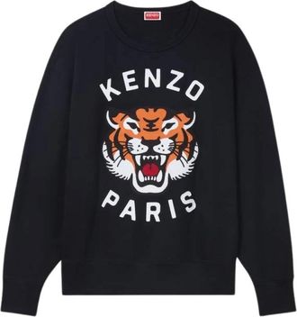Kenzo Lucky Tiger Geborduurde Sweatshirt - Heren - Sweatshirts - Zwart - XS - Katoen - Hoodies & sweatvesten