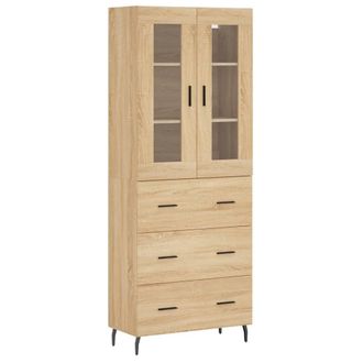 Berkfield Home Highboard Sonoma Oak 69.5x34x180 cm Engineered Wood in Tan