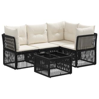 vidaXL Conjunto De Sof&aacute;s De Jard&iacute;n 5 Pcs Negro Rat&aacute;n Sint&eacute;tico Vidaxl