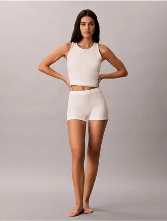Calvin Klein Womens Classic Comfort Cozy Waffle Shorts - Grey - XL