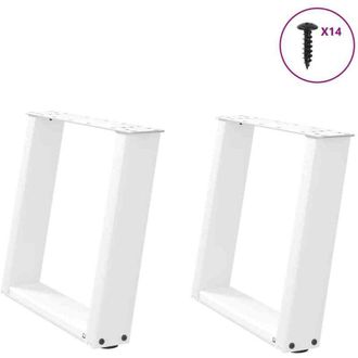 vidaXL Vidaxl - Patas Para Mesa De Centro En Forma De U (2 Unidades), Color Blanco, 50 X (42-43) Cm, Acero