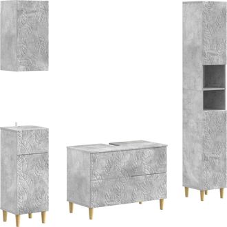 vidaXL Juego De Armarios De Ba&ntilde;o De 4 Piezas Delft Gris Hormig&oacute;n Vidaxl