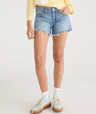 A&eacute;ropostale Low-Rise Baggy 4 Denim Shorts