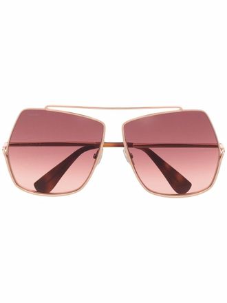 Max Mara oversized geometric-frame pilot sunglasses - women - Metal - 64 - Gold