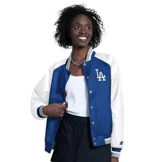 Starter Womens Starter White/Royal Los Angeles Dodgers Blitz Varsity Raglan Full-Snap Satin Jacket at Nordstrom, Size X-Large
