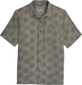 Royal Robbins Camino Pucker Short Sleeve Recycled Polyester Button-Up Shirt in Olive Ray at Nordstrom, Size Xx-Large