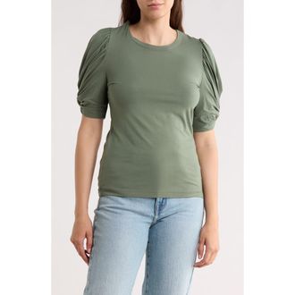 Renee C Solid Scrunched Sleeve Top in Sage at Nordstrom Rack, Size X-Small