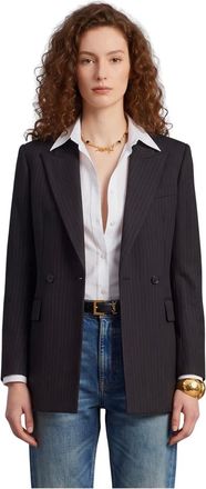 Saint Laurent Chaqueta de lana m&eacute;lange de doble botonadura - Jackets - Mujer - Negro - L