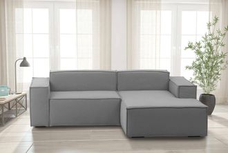 Talamo Italia Talamo Italia - Sof&aacute; Fijo Lidia, Gran Sof&aacute; Modular De 2 Plazas Con Pen&iacute;nsula A La Derecha, 100% Made In Italy, Sof&aacute; Moderno En Tela, Cm 240x170h70, Gr