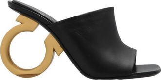 Ferragamo Elina Gancini Heel Leather Mules, Size 7.5
