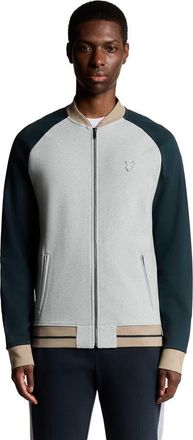 Lyle & Scott Interlock Contrast Raglan Bomber Jacket in Carbon at Nordstrom, Size Xx-Large