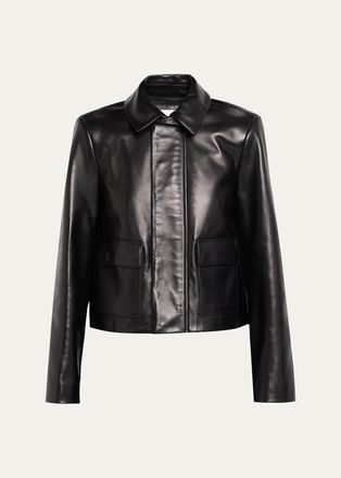 Brandon Maxwell Remi Leather Zip Jacket
