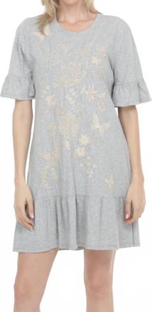 Johnny Was Diina Ruffle Sleeve Knit Dress In Heather Grey