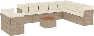 vidaXL Set De Sof&aacute;s De Jard&iacute;n 11pzas Con Cojines Rat&aacute;n Sint&eacute;tico Beige Vidaxl