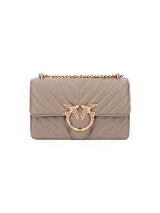 Pinko Grey Quilted Leather Love Bag One Shoulder Bag