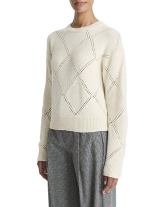 Vince Textured Argyle Wool Sweater