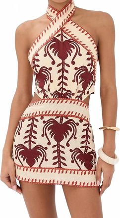 Johanna Ortiz Tide Strength Dress In Ecru/ Marsala