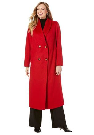 Jessica London Long Shawl Collar Wool Coat in Classic Red at Nordstrom, Size 18