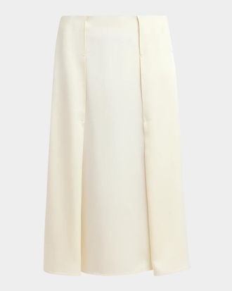 Jil Sander Side Paneled Wool Sable Midi Skirt