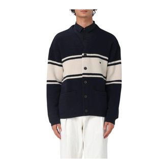 Emporio Armani Cardigans, male, Blue, S, Striped Knit Cardigan