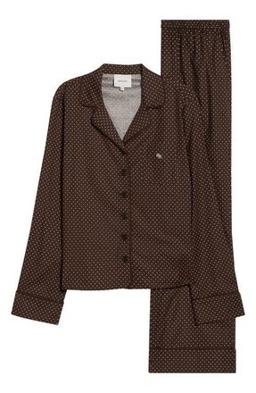 Reformation Coco Long Sleeve Pajamas in Pin Dot at Nordstrom, Size X-Large