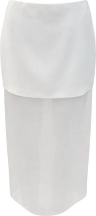 Simona Corsellini Gonna Midi in Cady con Trasparenza in Organza - Dames - Maxi Rokken - Wit - L - Organza - Rokken