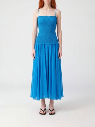 Tory Burch Abito midi A-line in seta e cotone con spalle scoperte