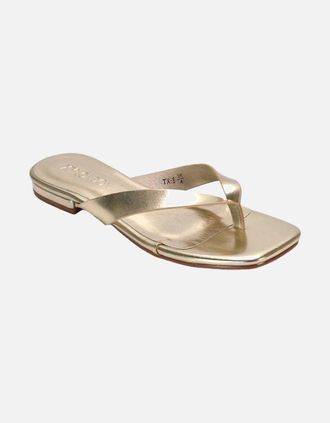 XY London Womens XY London Womens/Ladies Rio Metallic Thong Strap Square Flip Flops - Gold - Size: 3