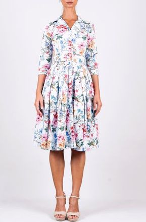 Samantha Sung Heart Manor Long Shirtdress in Multi at Nordstrom, Size 10