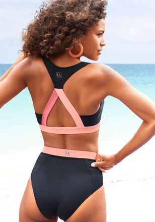 Active By Lascana Bustier-Bikini-Top LASCANA ACTIVE Janni, Damen, Gr. 36, Cup A/B, schwarz, Recycling-Polyamid, kontrastfarbene Details, unifarben, Bikini-Oberteile Bus