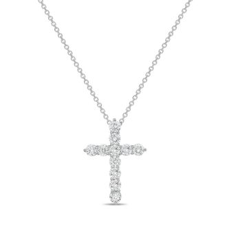 Diana M. Jewels 14kt White Gold 3.00 cts Lab Grown Round Diamond Cross Pendant