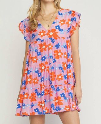 Entro Floral Tiered Babydoll Dress In Pink