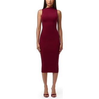 Naked Wardrobe Sleeveless Midi Dress in Sangria at Nordstrom, Size X-Large
