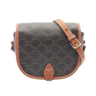 Celine Pre-owned Cross Body Bags, female, Brown, Size: ONE SIZE Pre-owned Folco Medium PVC Coated Canvas Shoulder Bag