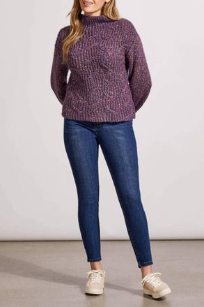 Tribal Funnel Neck Sweater In Raisin