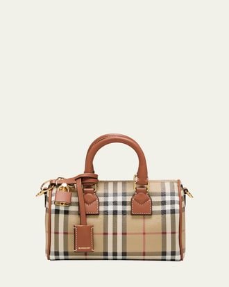 Burberry Check Small Bowling Top-Handle Bag