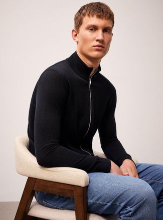 Reiss Mens Hampshire merino wool zipped Cardigan Sweater