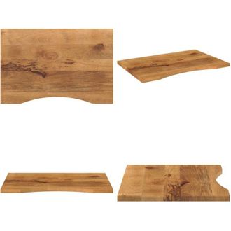 vidaXL Piano Scrivania con Curva 80x60x2,5 cm Massello Grezzo di Mango - Piano in legno - Tavolo in legno