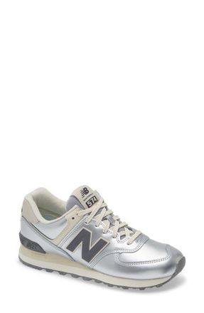 New Balance 574 Sneaker in Metallic Silver/Arctic Grey at Nordstrom, Size 5.5