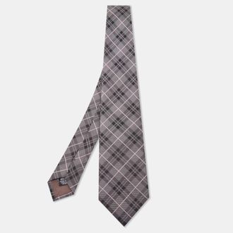 HUGO BOSS Boss By Hugo Boss Grey Check Patterned Silk Tie