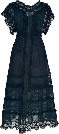 Zimmermann Lace Short Sleeve Midi Dress in Black Cotton